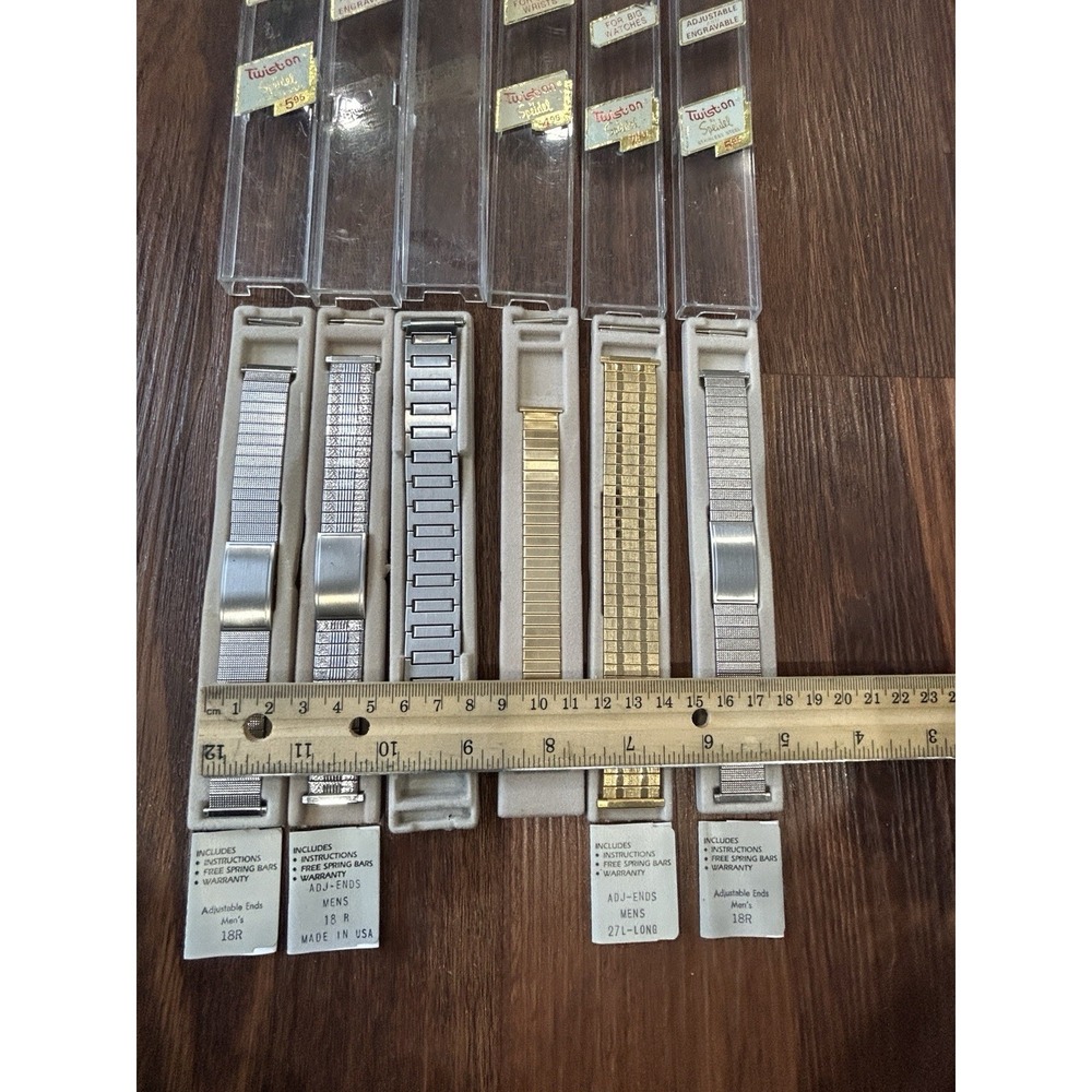 Vintage Speidel Men's Watch Bands Gold And Silver Tone Twist-On NOS - Picture 6 of 10